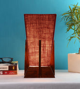 Pyramid Maroon Jute Shade Lamp with Wood Base